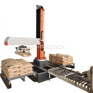 Palletizer, Single Column Palletizing Machine with Customized Gripper for 30KG Bags, Column-type Rotary Robot Palletizer