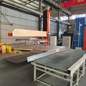 Single Column Palletizer, customized column rotary palletizing robot with magnetic gripper for 10KG 20KG 30KG metal plates, automatic PLC control palletizing machine, with CE certification