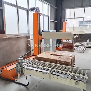 Cartesian Palletizing Robot - Robot xếp pallet kiểu tọa độ, XYZ Cartesian Coordinate Palletizer with Customized Vacuum Gripper for 17KG Boxes, Food-grade Palletizing Machine with CE certification. Cartesian XYZ palletizer: Compact, Easy to Install, High Safety, and Low Initial Cost.