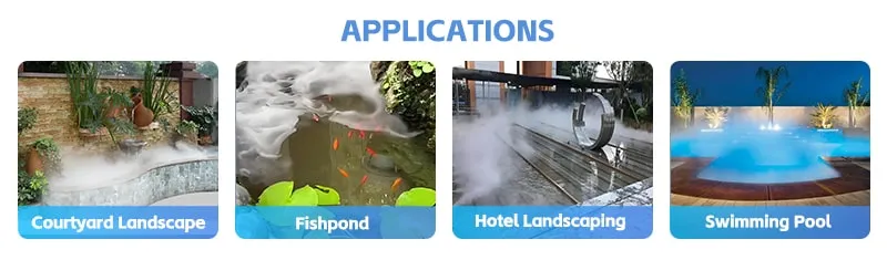 Mist making Heads Ultrasonic for Courtyard, Landscape, Fishpond, Hotel Landscaping, Swimming pool