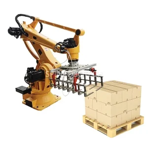 Robotic Arm Stacking Palletizer, ESTUN 4-Axis 6-Axis Robotic Palletizing Robot for 20KG 30KG 40KG 50KG Cartons Boxes with Customized Gripper, High-speed Robotic Arm Palletizing & Depalletizing Machine, with CE certificated