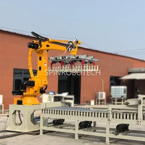 Axis Robot Palletizer System, Customized ESTUN 4-Axis Robotix Arm Palletizer with Customized Dual Gripper, Dual-pick Dual-place Palletizing Robot Equipped Forming Machine, Conveyor, with Strong CE Certification. SPIN's Articulated Robotic Arms: The Flexible and Intelligent Solution.
