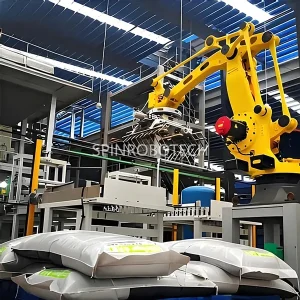 Robotic Palletizer for Bags, Dual-station Robotic Arm Palletizing Machine for 30KG Bagged