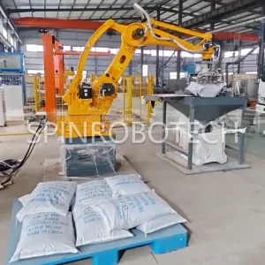 4-Axis Debagging Machine, Custom ESTUN Articulated Axis Robotic Arm Depalletizing Bag Emptying Machine, Equipped with Specialized End-of-Arm Tooling (EOAT) and Material Silo, can be CE Certificated.