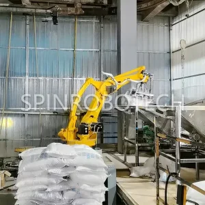 Robotic Arm Debagging Machine, Customized Articulated Axis Palletizer & Depalletizer for 25KG Bags of Zinc Sulfate Granules, Euipped with equipped with 3D Vision Camera, Custom Gripper and Hopper, Automatic Robotic Arm Depalletizing & Palletizing Robot with CE certification