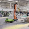 Customized dual-station battery palletizer, column-type rotary palletizing machine, equipped with custom gripper for 20kg battery pack. SPIN's Column rotating palletizer: Dual-station, continuous operation, no speed loss.