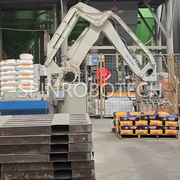 Articulated Palletizing Robot, Automatic Articulated Palletizer for 20KG Valve Bags of Tile Adhesive, High-precise 4-Axis Palletizing Machine with Customized Gripper, Customized EFORT Robotic Arm with CE Certification.